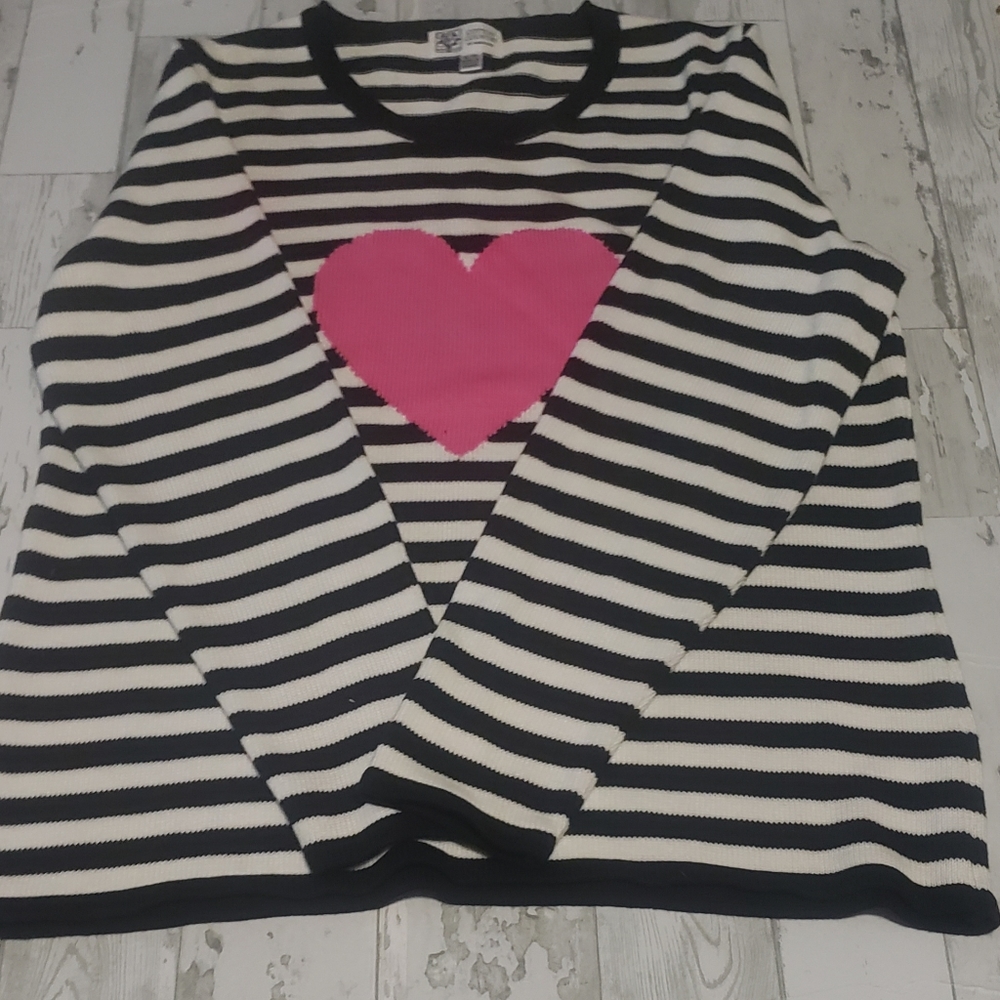 Cotton country by park Hurst striped heart sweatshirt Size Xl